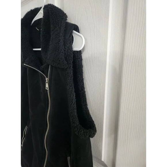 Ralph Lauren LRL black label faux shearling suade moto vest punk woman LG - Picture 3 of 10